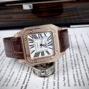 Đồng hồ Cartier Santos nam dây da Fake cao cấp 40mm (2)