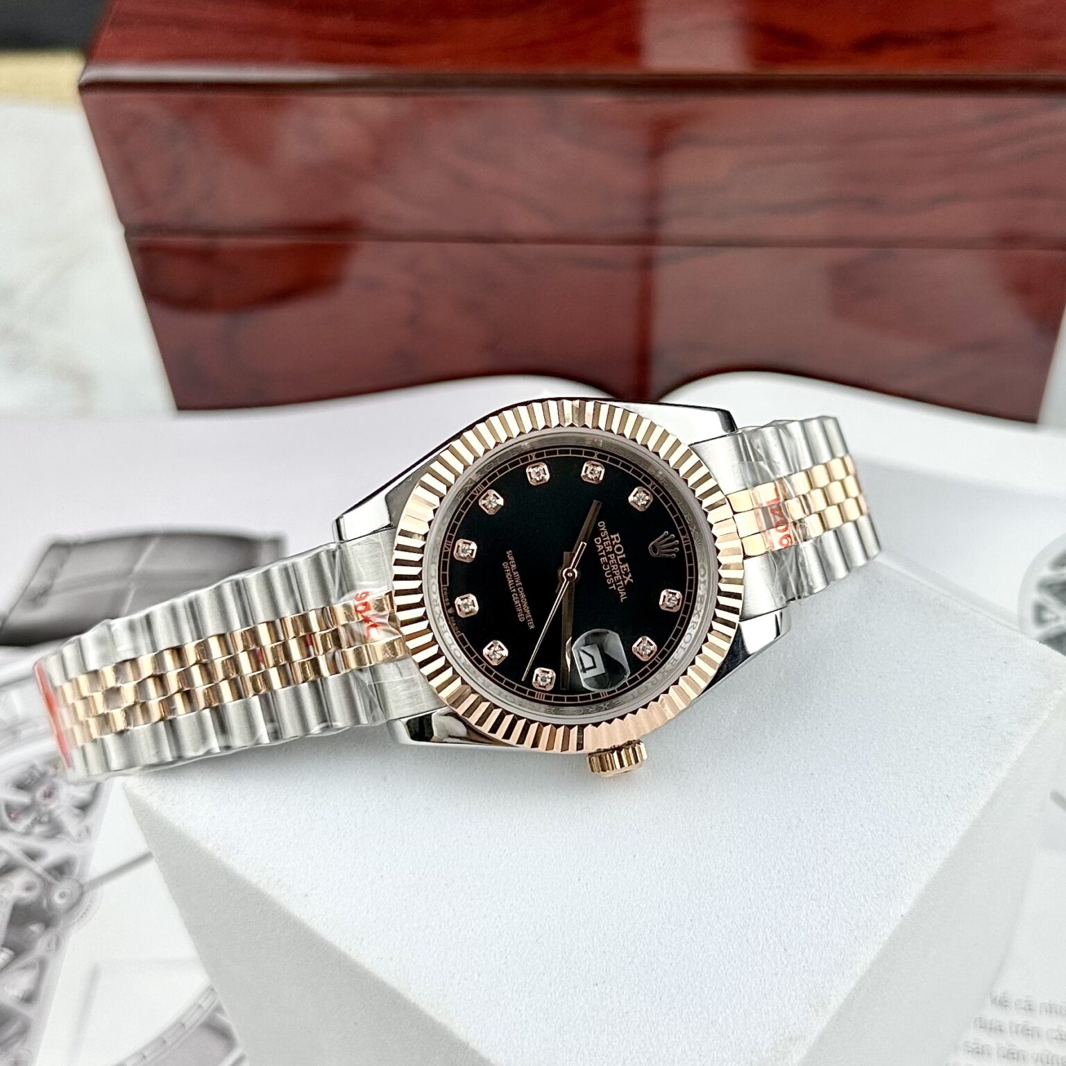 Đồng hồ Rolex DateJust nam mặt đen Super Fake 11 41mm