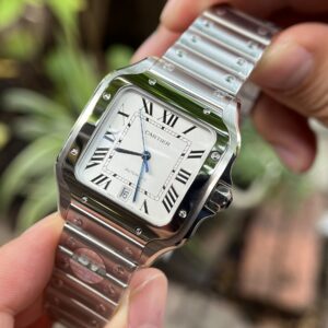 Đồng hồ Cartier Santos nam mặt trắng Replica 11 BV Factory 40mm (1)