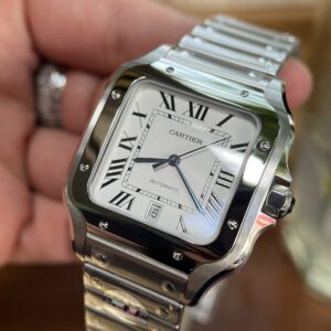 Đồng hồ Cartier Santos nam mặt trắng Replica 11 BV Factory 40mm (3)