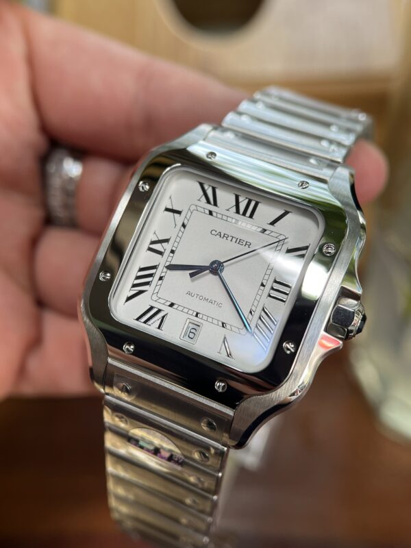 Đồng hồ Cartier Santos nam mặt trắng Replica 11 BV Factory 40mm (3)