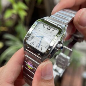 Đồng hồ Cartier Santos nam mặt trắng Replica 11 BV Factory 40mm (4)