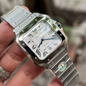 Đồng hồ Cartier Santos nam mặt trắng Replica 11 BV Factory 40mm (5)