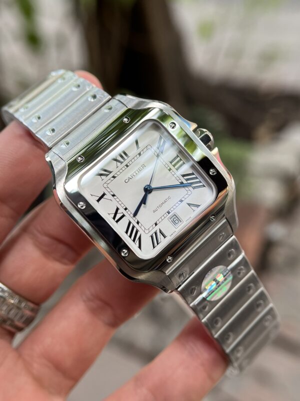 Đồng hồ Cartier Santos nam mặt trắng Replica 11 BV Factory 40mm (5)