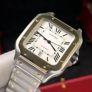 Đồng hồ Cartier Santos nam màu demi Replica 11 BV Factory 40mm (8)