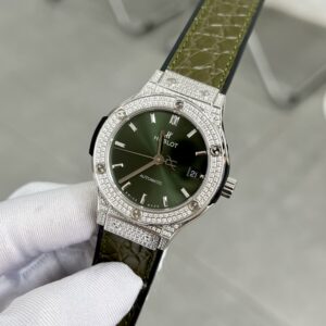 Đồng hồ Hublot Classic Fusion Replica 11 nữ màu xanh lá HB Factory 38mm (1)