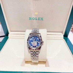 Đồng hồ Rolex DateJust nữ mặt hoa màu xanh Fake cao cấp 31mm (1)