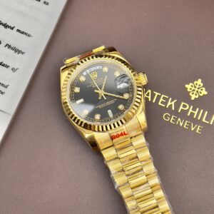 Đồng hồ nam Rolex Day-Date mặt đen Fake cao cấp 40mm (4)