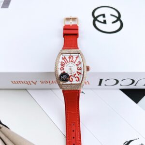 Đồng hồ Franck Muller V32 ABF đính đá màu đỏ Replica 11 36mm (2)