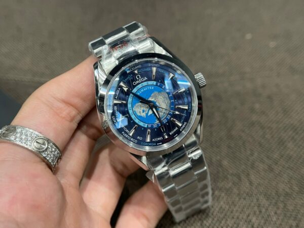 Đồng hồ Omega bản đồ nam mặt màu xanh Fake cao cấp 40mm (2)