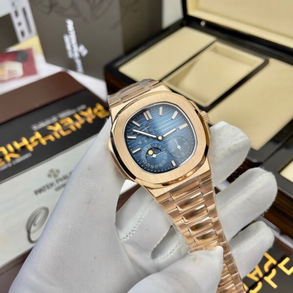 Đồng hồ Patek Philippe Nautilus 5712 Rose Gold Dial Blue Fake 11 40mm (2)