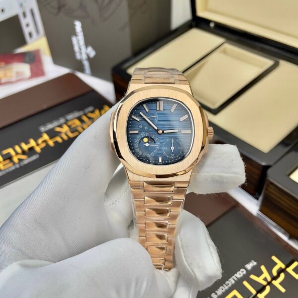 Đồng hồ Patek Philippe Nautilus 5712 Rose Gold Dial Blue Fake 11 40mm (2)