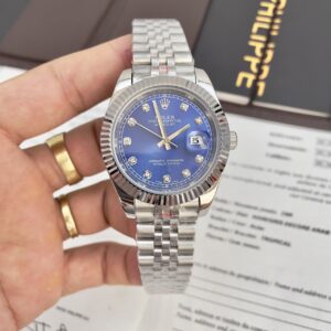 Đồng hồ Rolex DateJust Fake Cao Cấp nam mặt xanh 41mm (1)