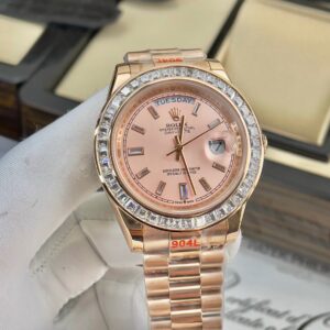 Đồng hồ Rolex Day-Date nam đính đá baguette Fake cao cấp 40mm (2)