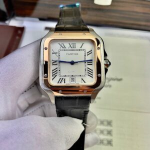 Đồng hồ nam Cartier Santos Fake cao cấp dây da 40mm (2)