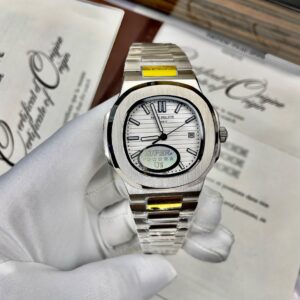 Đồng hồ nam Fake giá rẻ Patek Philippe Nautilus 5711 màu trắng 40mm (2)