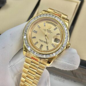 Đồng hồ nam Rolex Day-Date đính đá baguette Fake cao cấp 40mm (2)