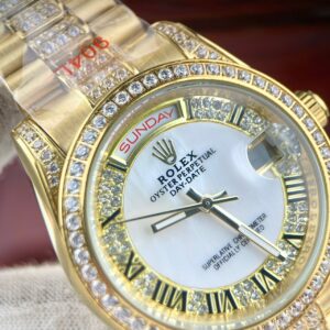 Đồng hồ Rolex Day-Date nam vàng Gold đính đá Fake cao cấp 38mm