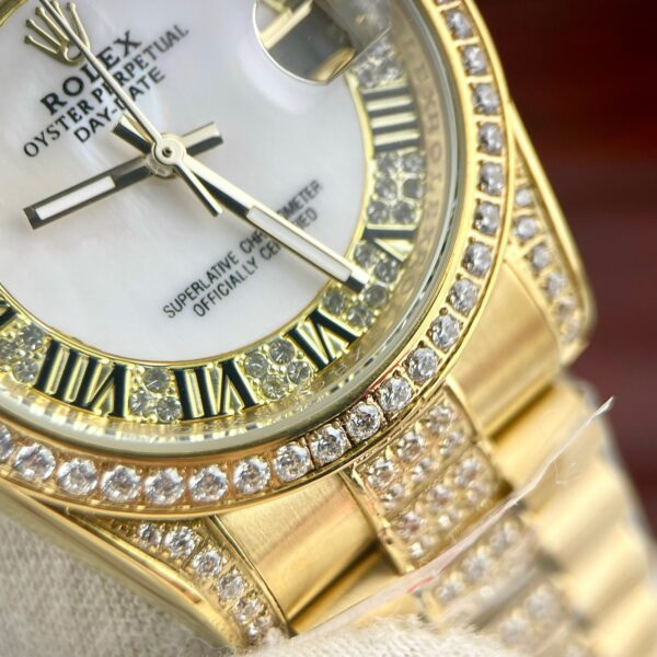 Đồng hồ Rolex Day-Date nam vàng Gold đính đá Fake cao cấp 38mm