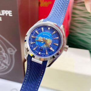 Đồng hồ Omega Seamaster bản đồ màu xanh dương Fake cao cấp 40mm (2)