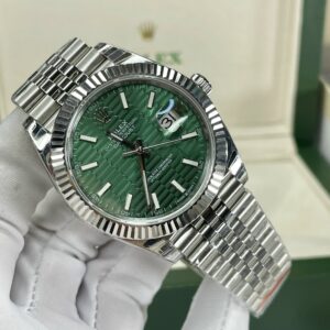 Đồng hồ Rolex DateJust mặt vân gấp màu xanh green Rep 11 EWF 41mm (2)