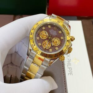 Đồng hồ Rolex Daytona nam mặt vân xà cừ nâu Fake giá 2 triệu 40mm (2)