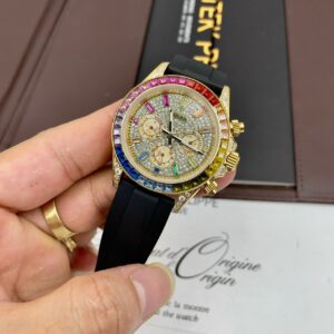 Đồng hồ Rolex Daytona vàng gold nam đính đá Fake cao cấp 40mm (2)