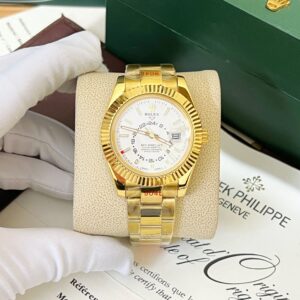 Đồng hồ Rolex Sky-Dweller vàng gold dây kim loại Fake giá rẻ 41mm (2)