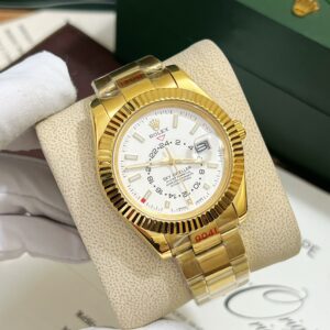 Đồng hồ Rolex Sky-Dweller vàng gold dây kim loại Fake giá rẻ 41mm (2)