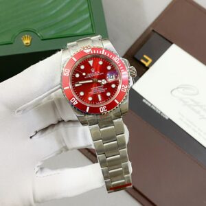 Đồng hồ Rolex Submariner nam máy cơ Nhật mặt đỏ Fake giá rẻ 40mm