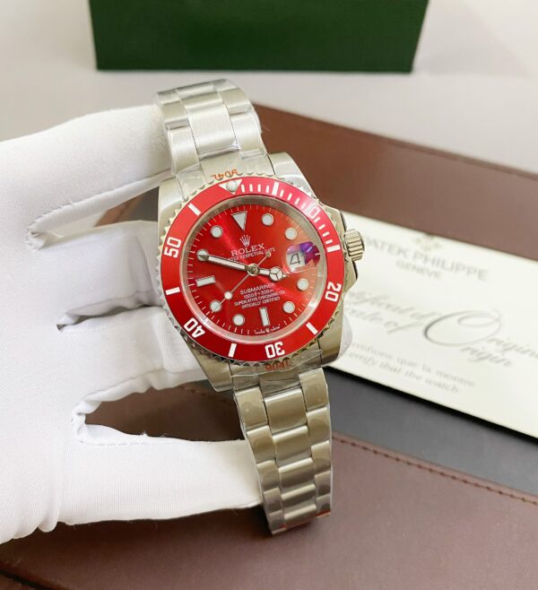 Đồng hồ Rolex Submariner nam máy cơ Nhật mặt đỏ Fake giá rẻ 40mm