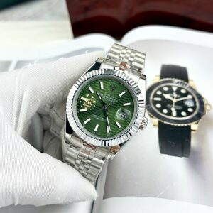 Đồng hồ Rolex DateJust nam mặt vân gấp mặt Green Super Fake 41mm