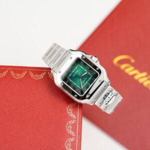 Đồng hồ Rep 11 Cartier Santos nữ mặt xanh green BV Factory 35mm (2)