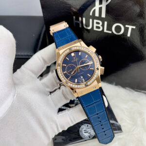 Đồng hồ Hublot Classic nam vàng gold đính đá 5 kim Rep cao cấp 42mm