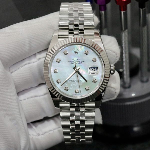 Đồng Hồ Rolex Fake Cao Cấp Máy Thụy Sỹ Mặt Số Xà Cừ Datejust 126334 41mm (4)