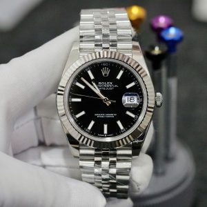 Đồng Hồ Rolex Fake Cao Cấp Thụy Sỹ Mặt Đen Cọc Dạ Quang Datejust 126334 41mm (2)