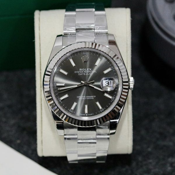 Đồng Hồ Rolex Super Fake Máy Thụy Sỹ Mặt Xám Dây Oyster Datejust 126334 41mm (2)