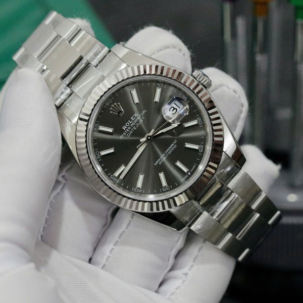 Đồng Hồ Rolex Super Fake Máy Thụy Sỹ Mặt Xám Dây Oyster Datejust 126334 41mm (2)