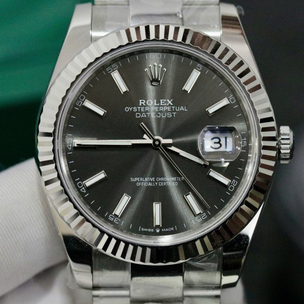 Đồng Hồ Rolex Super Fake Máy Thụy Sỹ Mặt Xám Dây Oyster Datejust 126334 41mm (2)