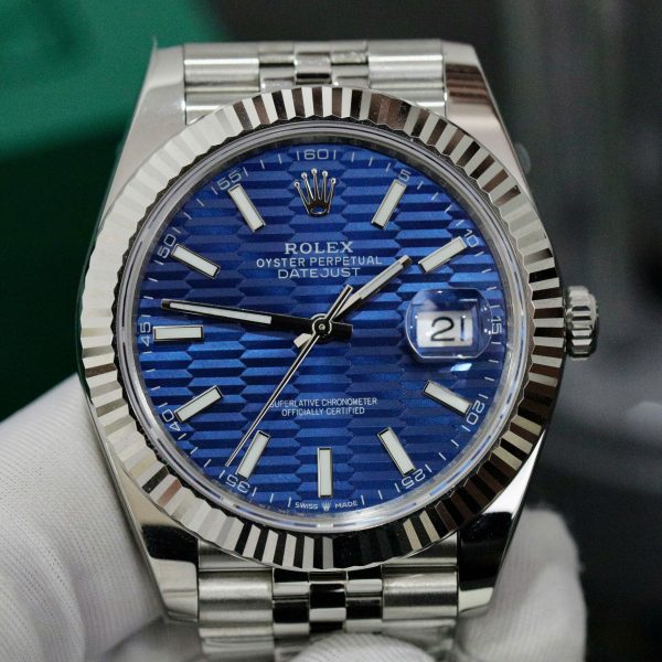 Đồng Hồ Rolex Super Fake Máy Thụy Sỹ Mặt Xanh Nếp Gấp Datejust 126334 41mm (1)