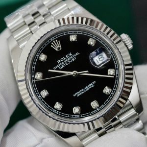 Đồng Hồ Rolex Super Fake Thụy Sỹ Mặt Số Đen Đính Đá Datejust 126334 41mm (1)