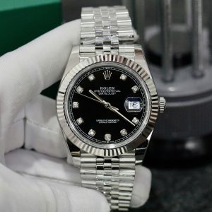 Đồng Hồ Rolex Super Fake Thụy Sỹ Mặt Số Đen Đính Đá Datejust 126334 41mm (1)