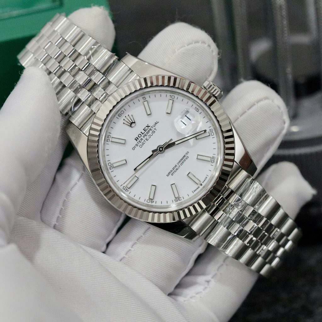 Đồng Hồ Rolex Super Fake Thụy Sỹ Mặt Trắng Dây Jubilee Datejust 126334 41mm (1)