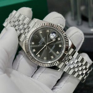 Đồng Hồ Rolex Super Fake Thụy Sỹ Mặt Xám Đính Đá Datejust 126334 41mm (1)