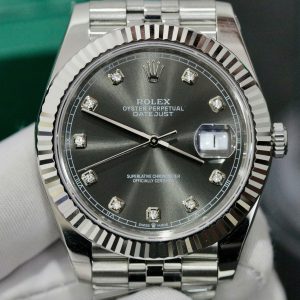 Đồng Hồ Rolex Super Fake Thụy Sỹ Mặt Xám Đính Đá Datejust 126334 41mm (1)