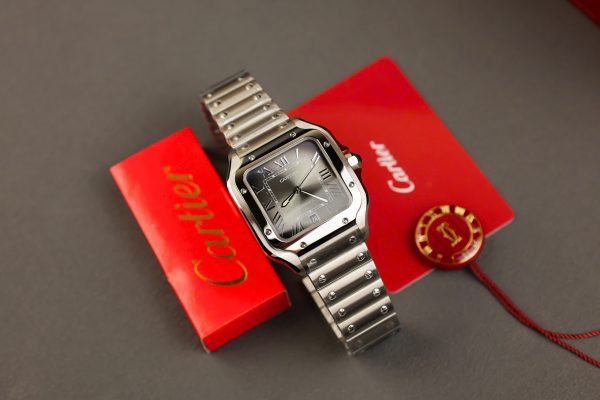 Đồng hồ Cartier Santos Replica cao cấp Thuỵ Sỹ mặt xám xưởng AF (1)