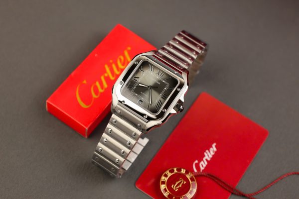 Đồng hồ Cartier Santos Replica cao cấp Thuỵ Sỹ mặt xám xưởng AF (1)