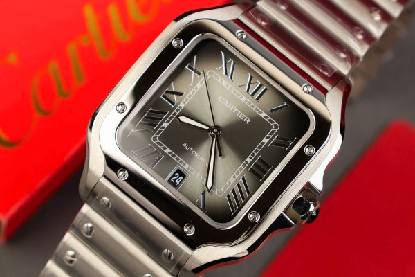 Đồng hồ Cartier Santos Replica cao cấp Thuỵ Sỹ mặt xám xưởng AF (1)