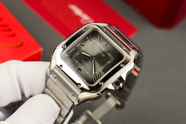 Đồng hồ Cartier Santos Replica cao cấp Thuỵ Sỹ mặt xám xưởng AF (1)