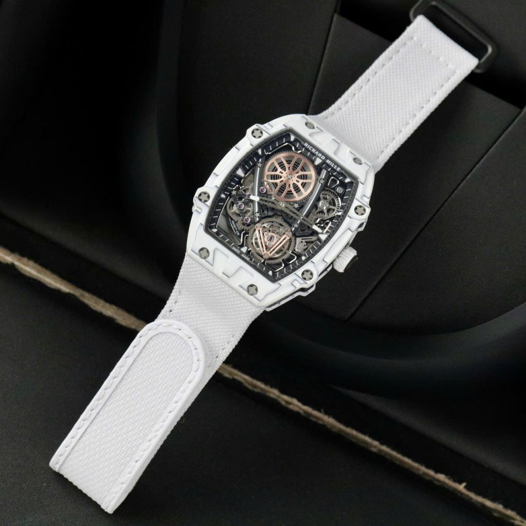 Đồng hồ Richard Mille RM27-05 chế tác Carbon trắng dây vải màu trắng (11)